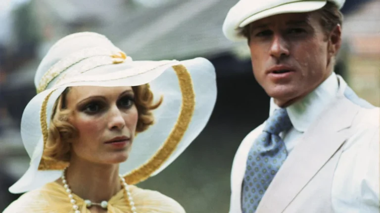 Robert Redford as Jay Gatsby and Mia Farrow as Daisy in the 1974 film of The Great Gatsby