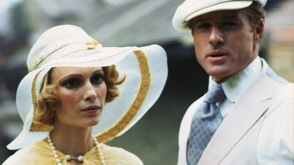 Segredos das refilmagens Robert Redford as Jay Gatsby and Mia Farrow as Daisy in the 1974 film of The Great Gatsby